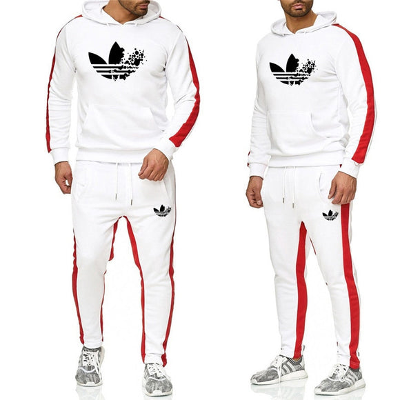 2019 The New  Brand Tracksuit Fashion Men Sportswear Two Piece Sets All Cotton Fleece Thick hoodie+Pants Sporting Suit